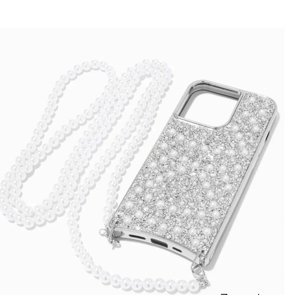 PEARL & CRYSTAL PHONE CASE WITH STRAP - FITS IPHONE® 13 or 13 PRO